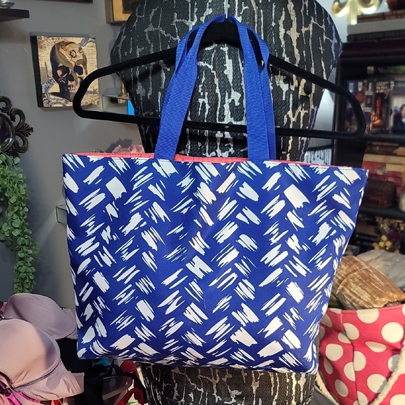 Vibrant Blue and Orange Floral Tote - Picture 3 of 4
